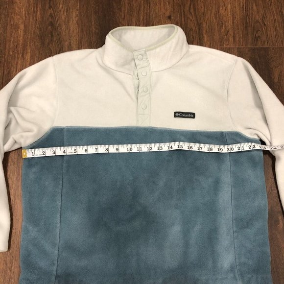 Columbia Sweater Adult Large Blue 1/4 Snap Two Tone Pullover Long Sleeve Fleece - Picture 2 of 7